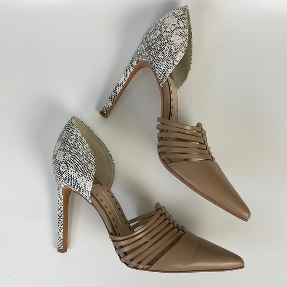 Dolce Vita Tan & Snakeskin Point Toe Stiletto - Picture 6 of 13